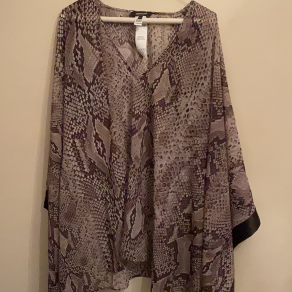 Roberto Cavalli snakeskin chiffon Gray Black kaftan beach coverup